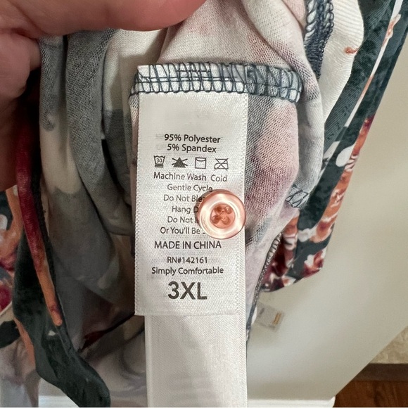 NWT Lularoe Valentina Long Sleeve Button Up Green Floral Shirt size 3XL - Picture 6 of 9